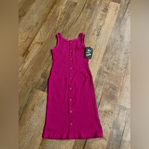 Art Class  Pink Ribbed Button-Down Tank Dress